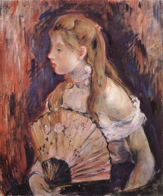 Berthe Morisot The girl holding the fan Norge oil painting art